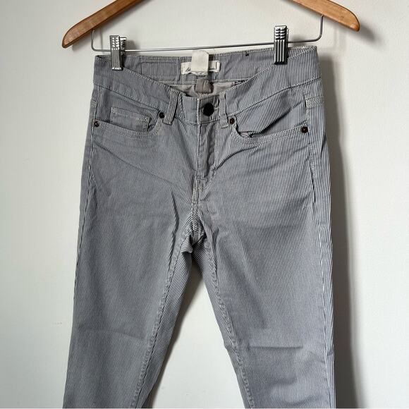 H&M Striped Ankle Skinny Jeans Size 6 Blue White Denim Pants - Picture 3 of 8